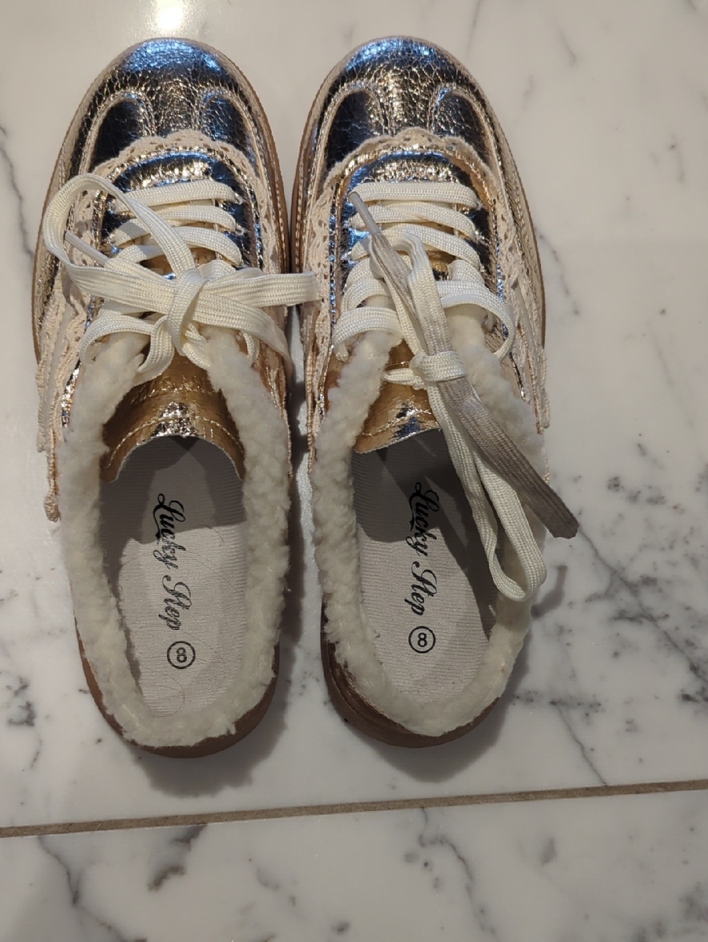 Metallic Gold & Silver Low-Top Sneakers